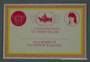 Voltron TeamForce - ID Card (Front)