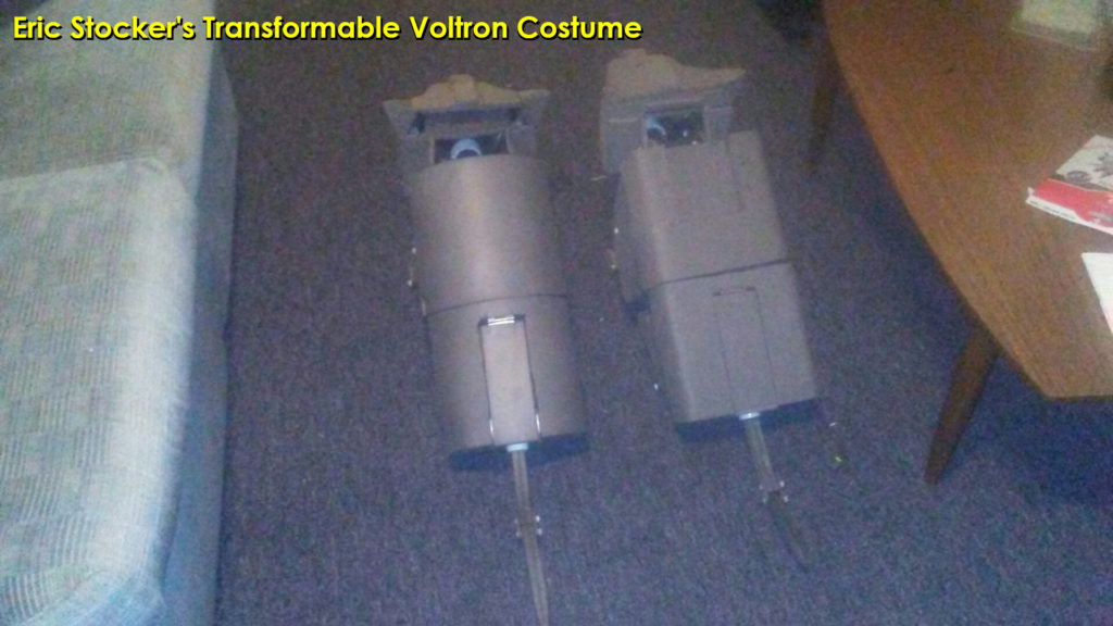 Eric Stocker's transforming Voltron costume - Red and Green Lions under construction