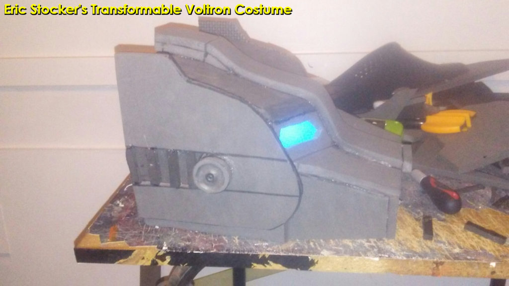 Eric Stocker's transforming Voltron costume - Yellow Lion under construction